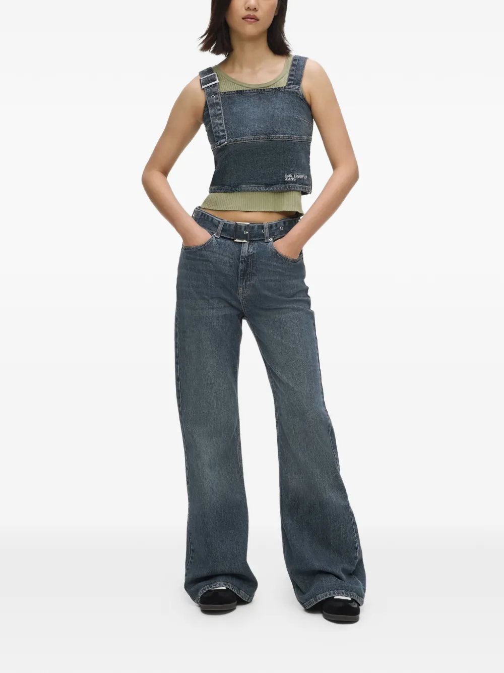 Karl Lagerfeld Jeans met ceintuur Blauw