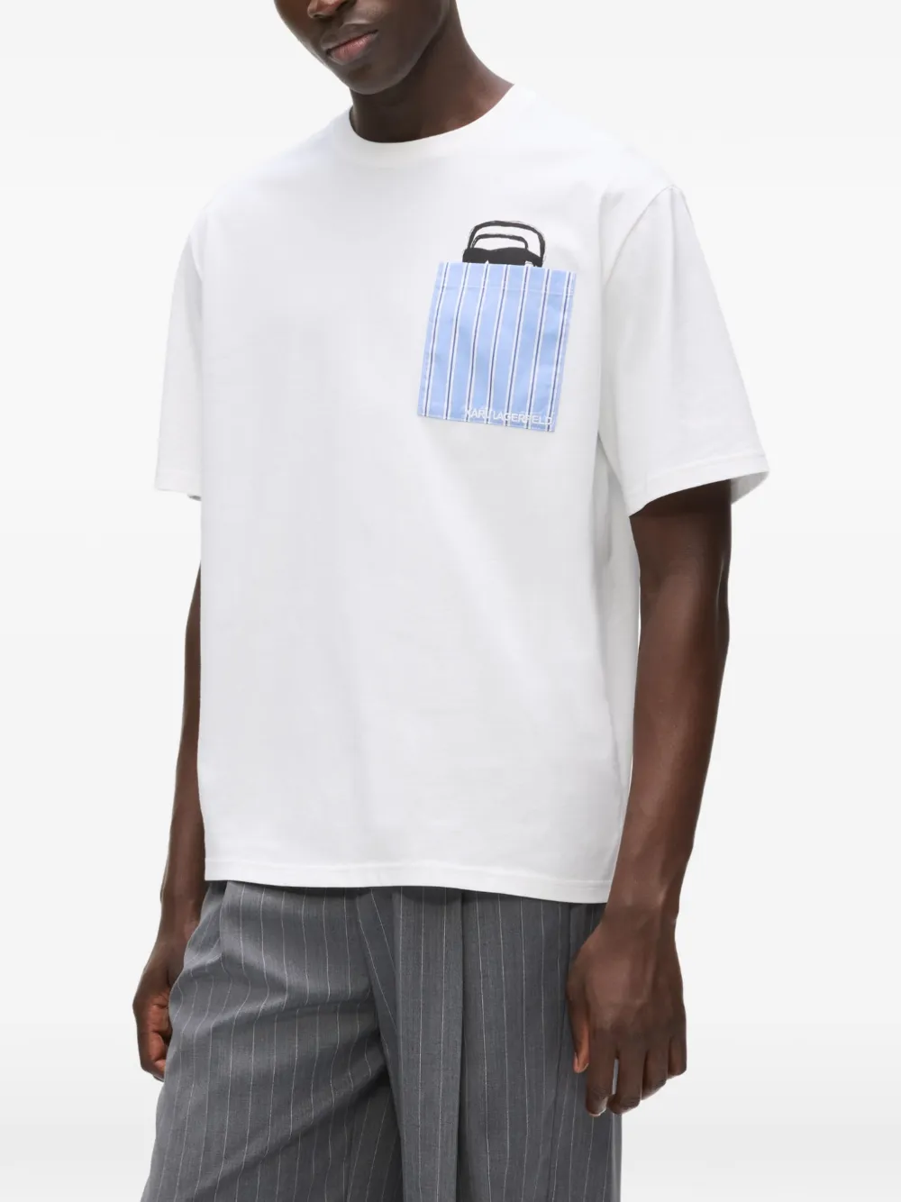 Karl Lagerfeld Ikon T-shirt met opgestikte zak Wit