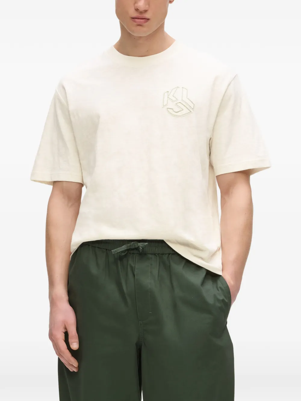 Karl Lagerfeld Jeans T-shirt met geborduurd logo Beige