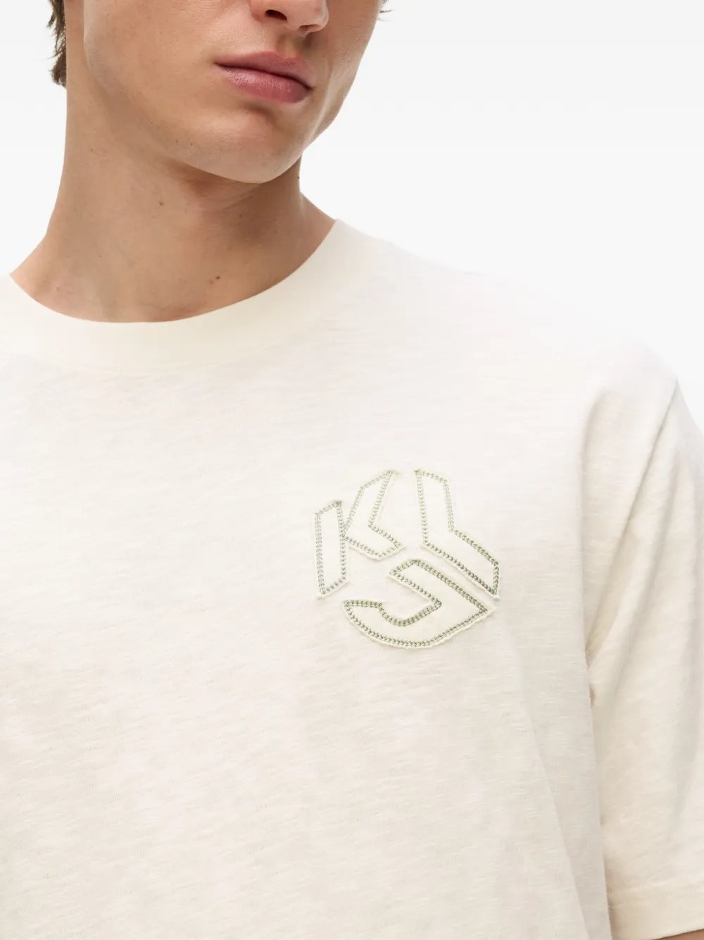 Karl Lagerfeld Jeans T-shirt met geborduurd logo Beige