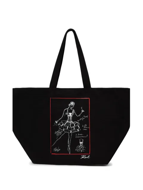 Karl Lagerfeld K/Ballet sketch-print tote bag