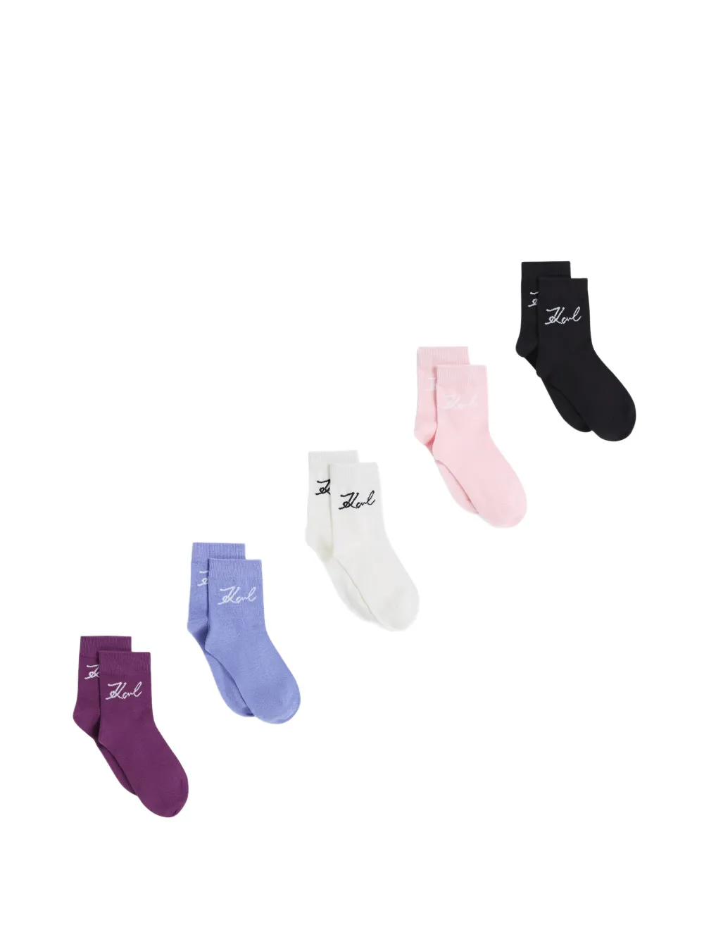 Karl Lagerfeld Signature logo-embroidered socks (set of five) - Viola