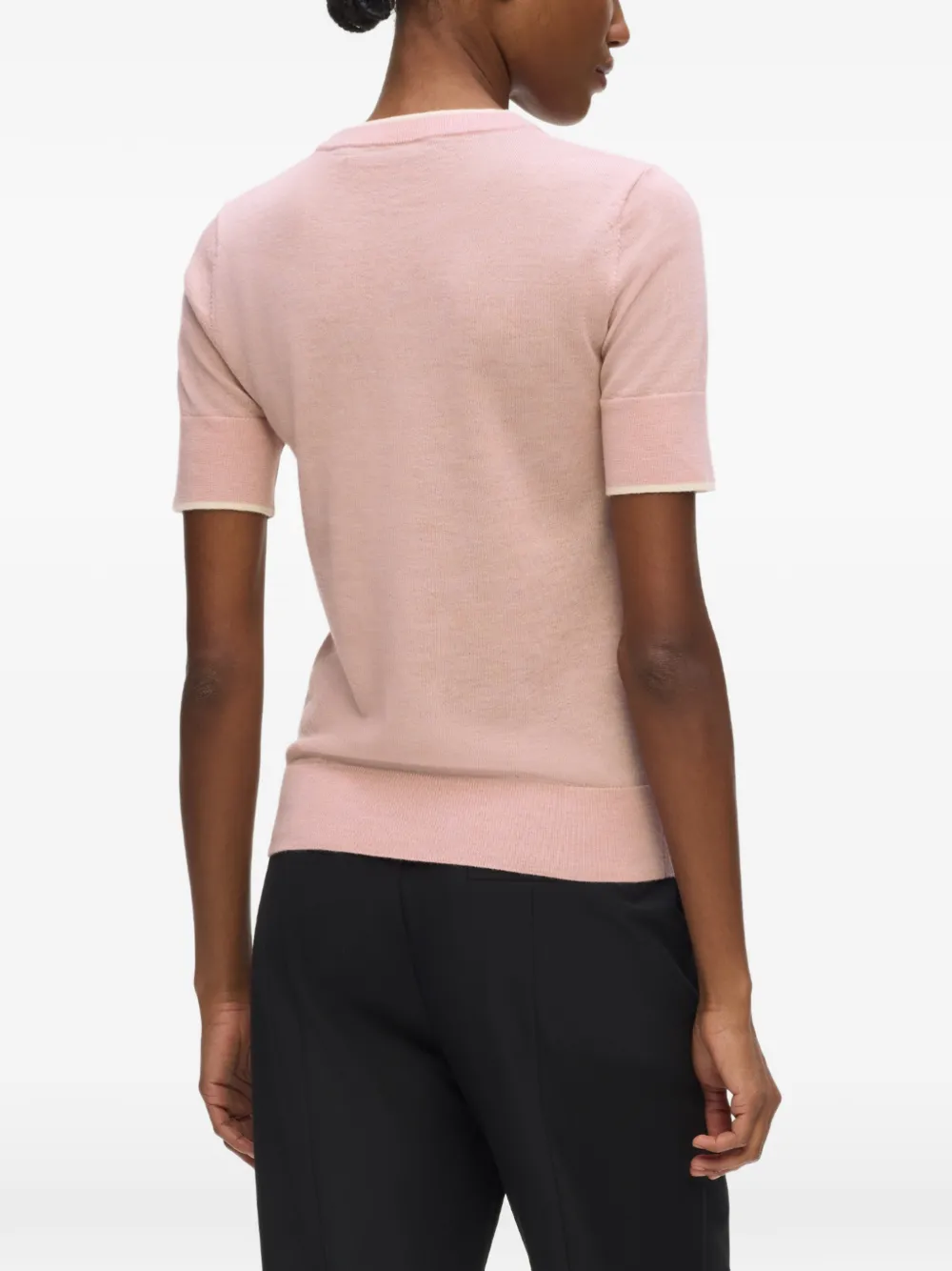 Karl Lagerfeld T-shirt van merinowol met geborduurd logo Roze