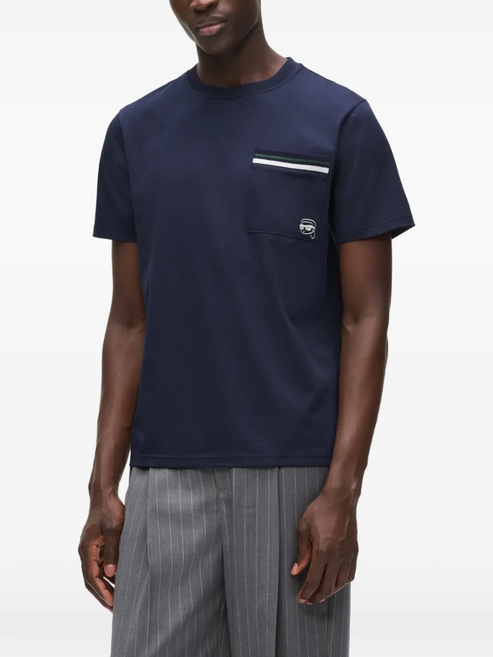 Karl Lagerfeld T-shirt met Ikon-streep zak Blauw