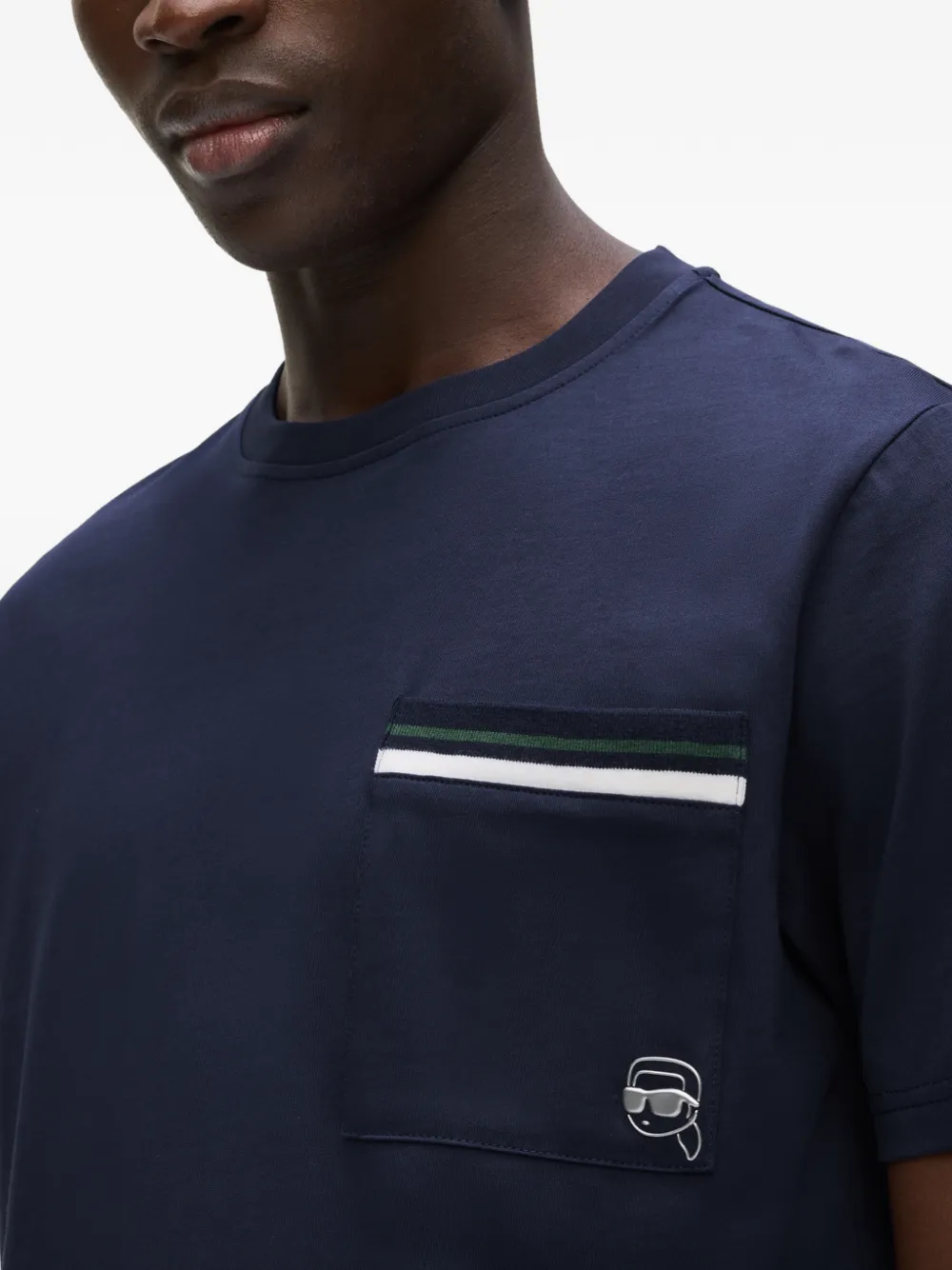 Karl Lagerfeld T-shirt met Ikon-streep zak Blauw