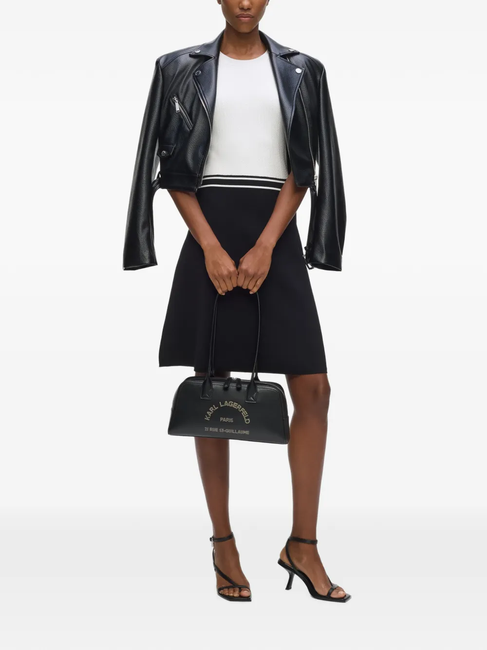Karl Lagerfeld K Daily leren bowlingtas Zwart