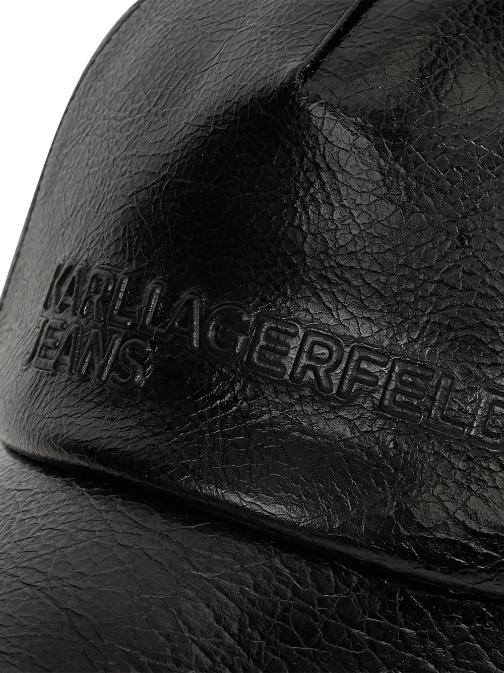 Karl Lagerfeld Jeans Pet met gebarsten effect en logo-reliëf Zwart
