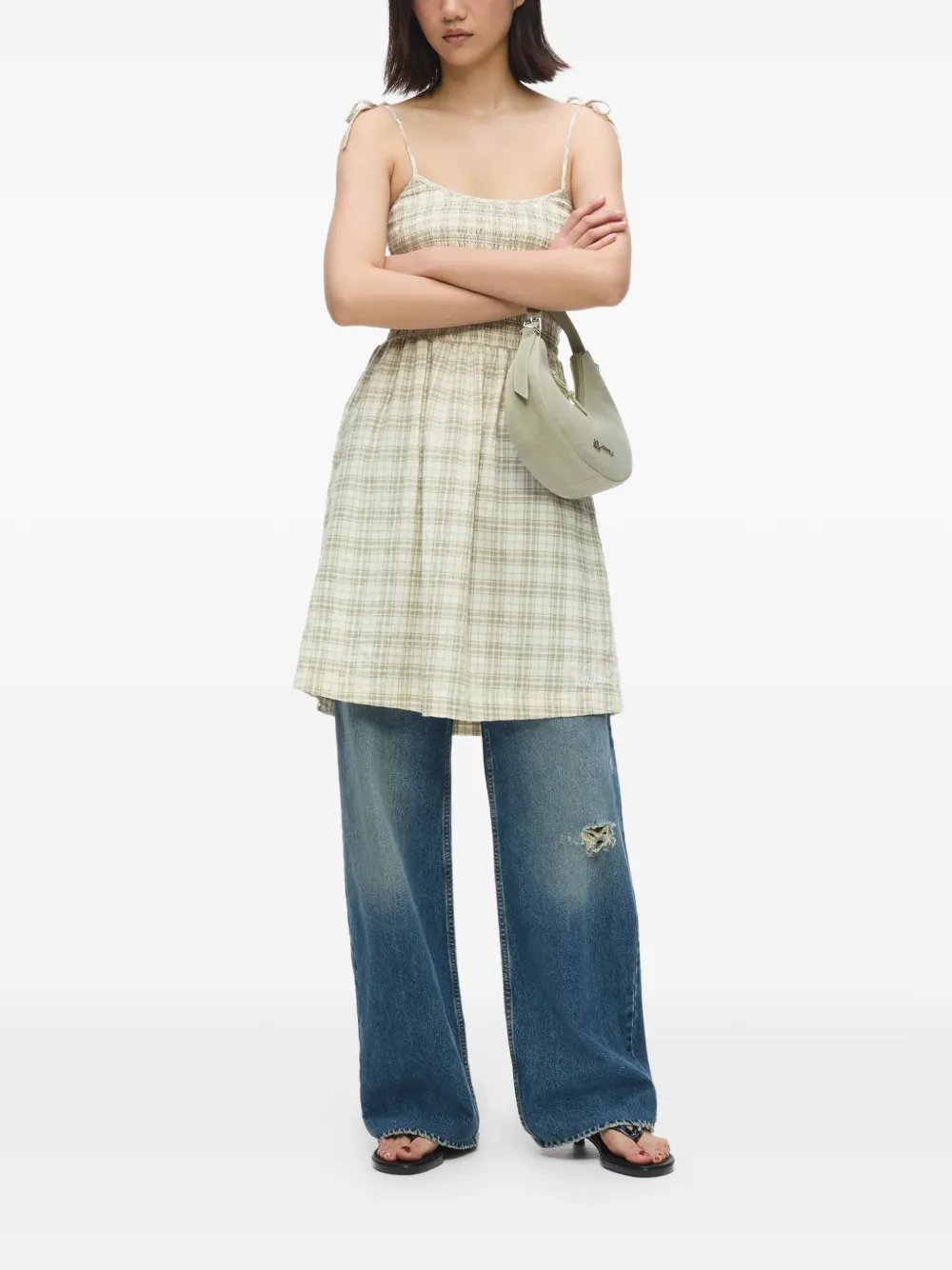 Karl Lagerfeld Jeans Geruite gelaagde mini-jurk Beige