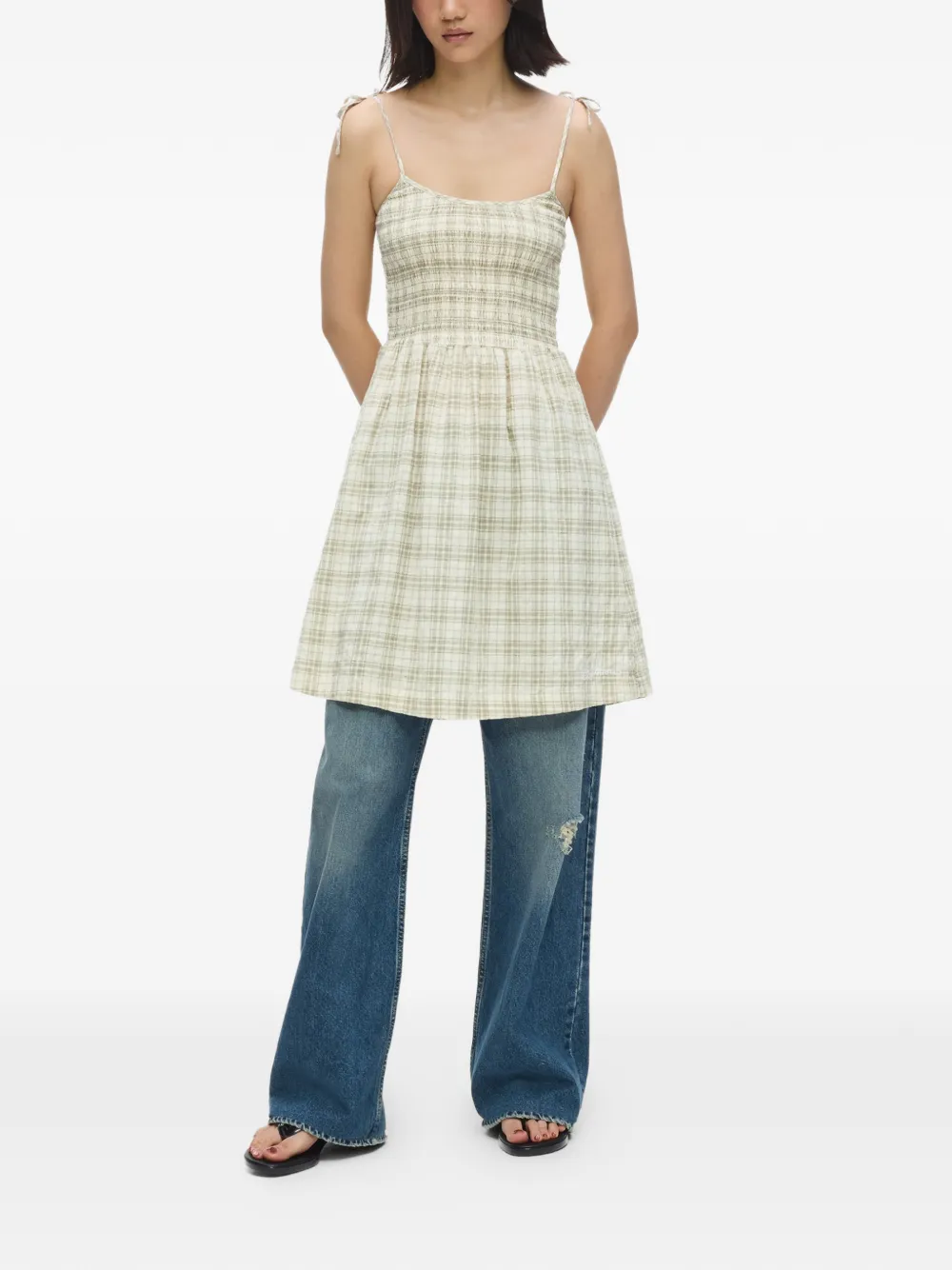 Karl Lagerfeld Jeans Geruite gelaagde mini-jurk Beige