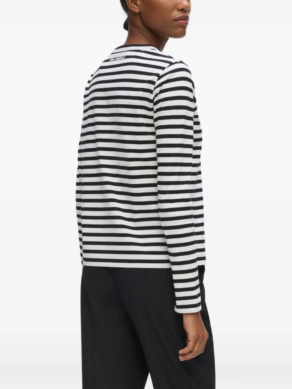Karl Lagerfeld Ikon Choupette gestreepte top Wit