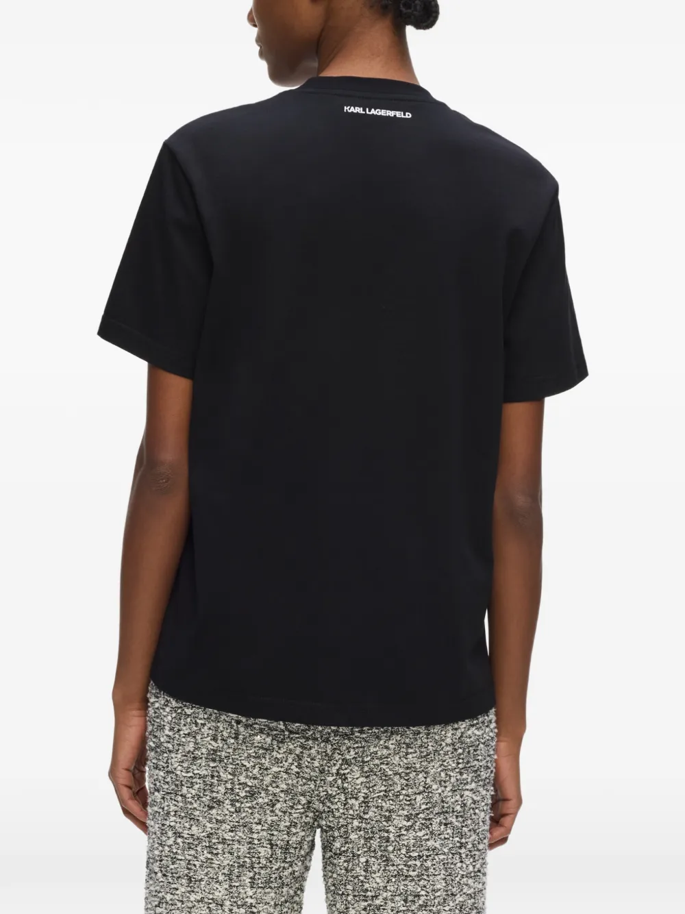 Karl Lagerfeld Signature bouclé T-shirt Zwart