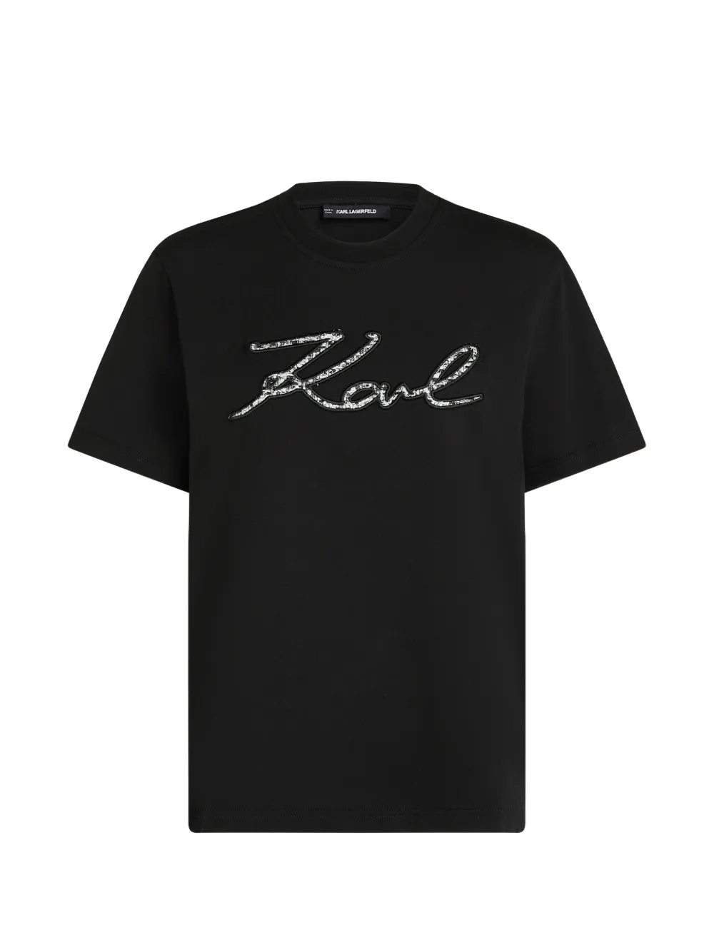 Karl Lagerfeld Signature T-Shirt aus Bouclé - Schwarz