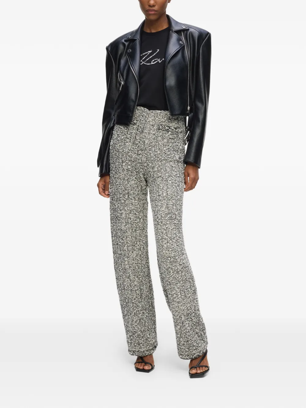 Karl Lagerfeld Signature bouclé T-shirt Zwart