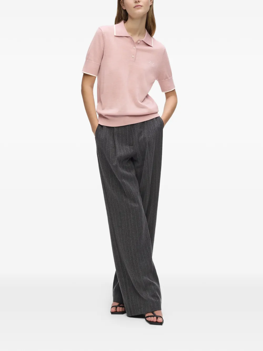 Karl Lagerfeld Poloshirt van merinowol Roze
