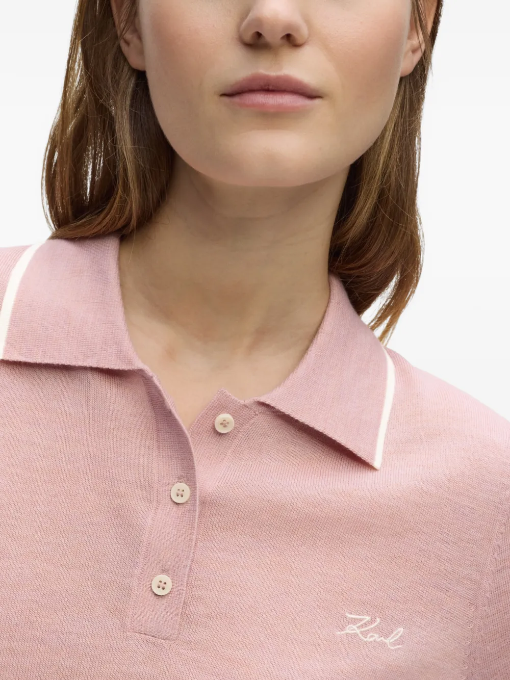 Karl Lagerfeld Poloshirt van merinowol Roze