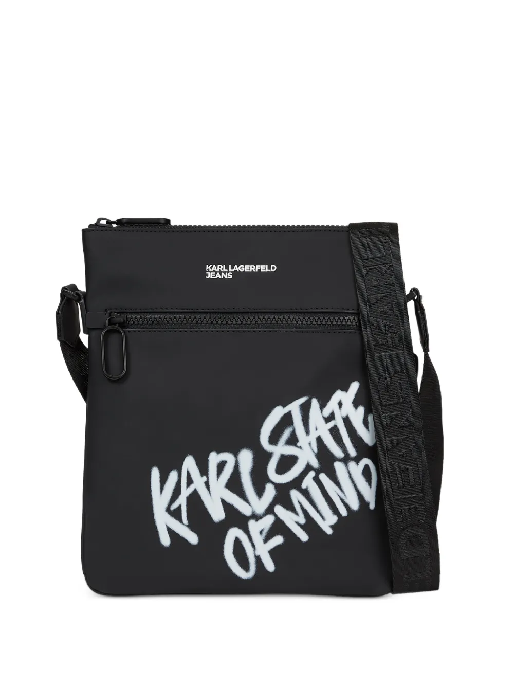 Karl Lagerfeld Jeans slogan-print messenger bag - Nero
