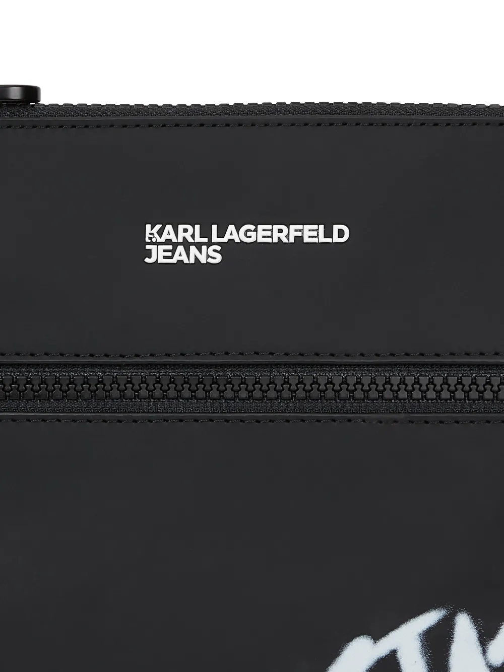 Karl Lagerfeld Jeans Messengertas met tekst Zwart
