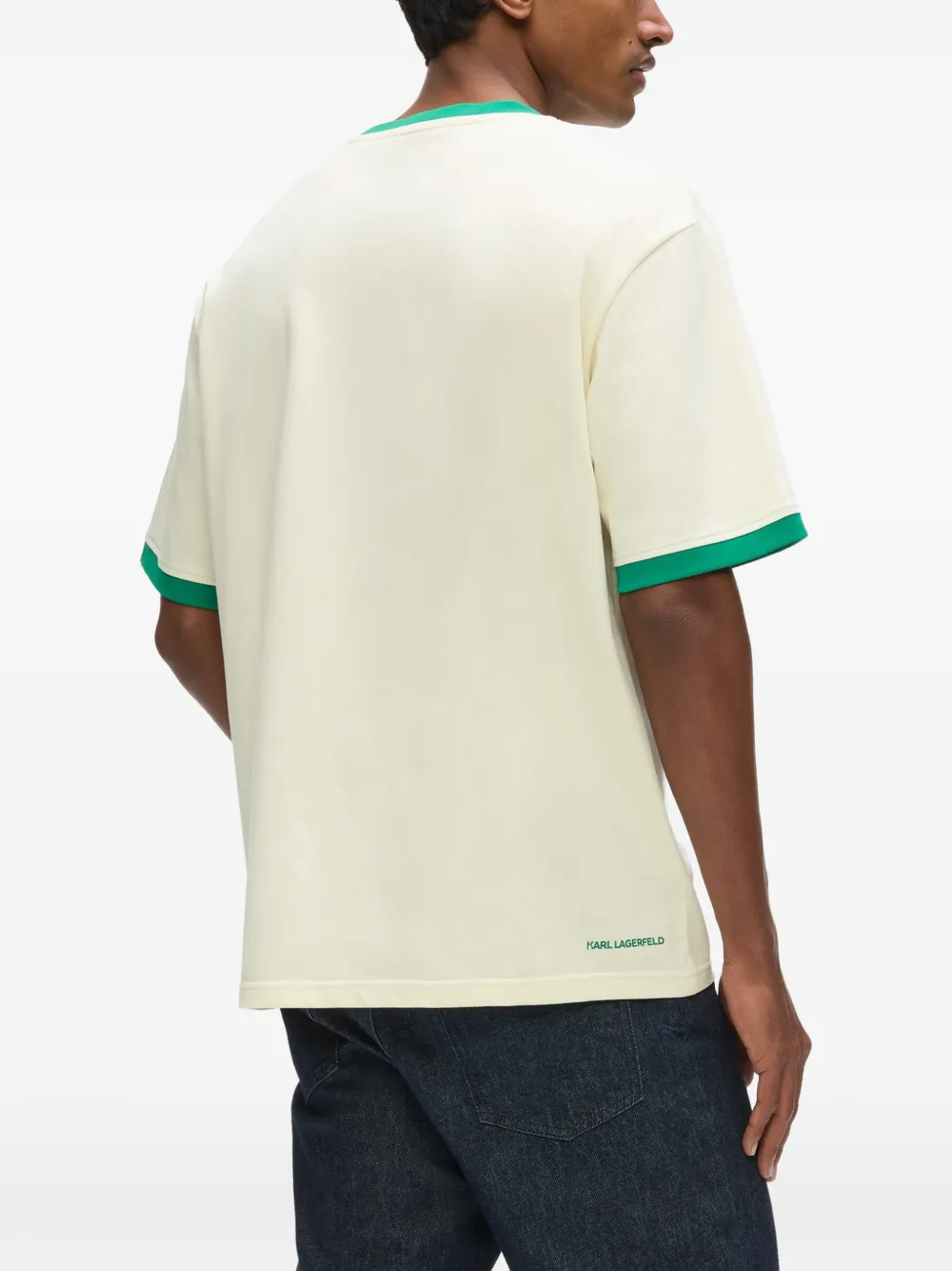 Karl Lagerfeld Ikon Circle T-shirt met logo Beige