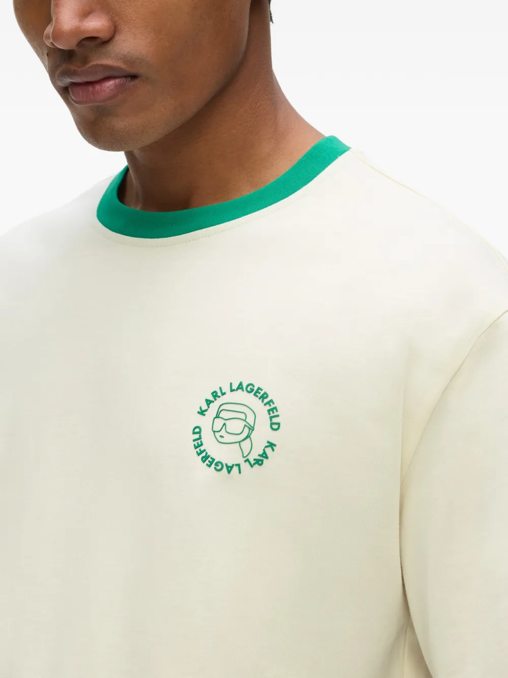 Karl Lagerfeld Ikon Circle T-shirt met logo Beige