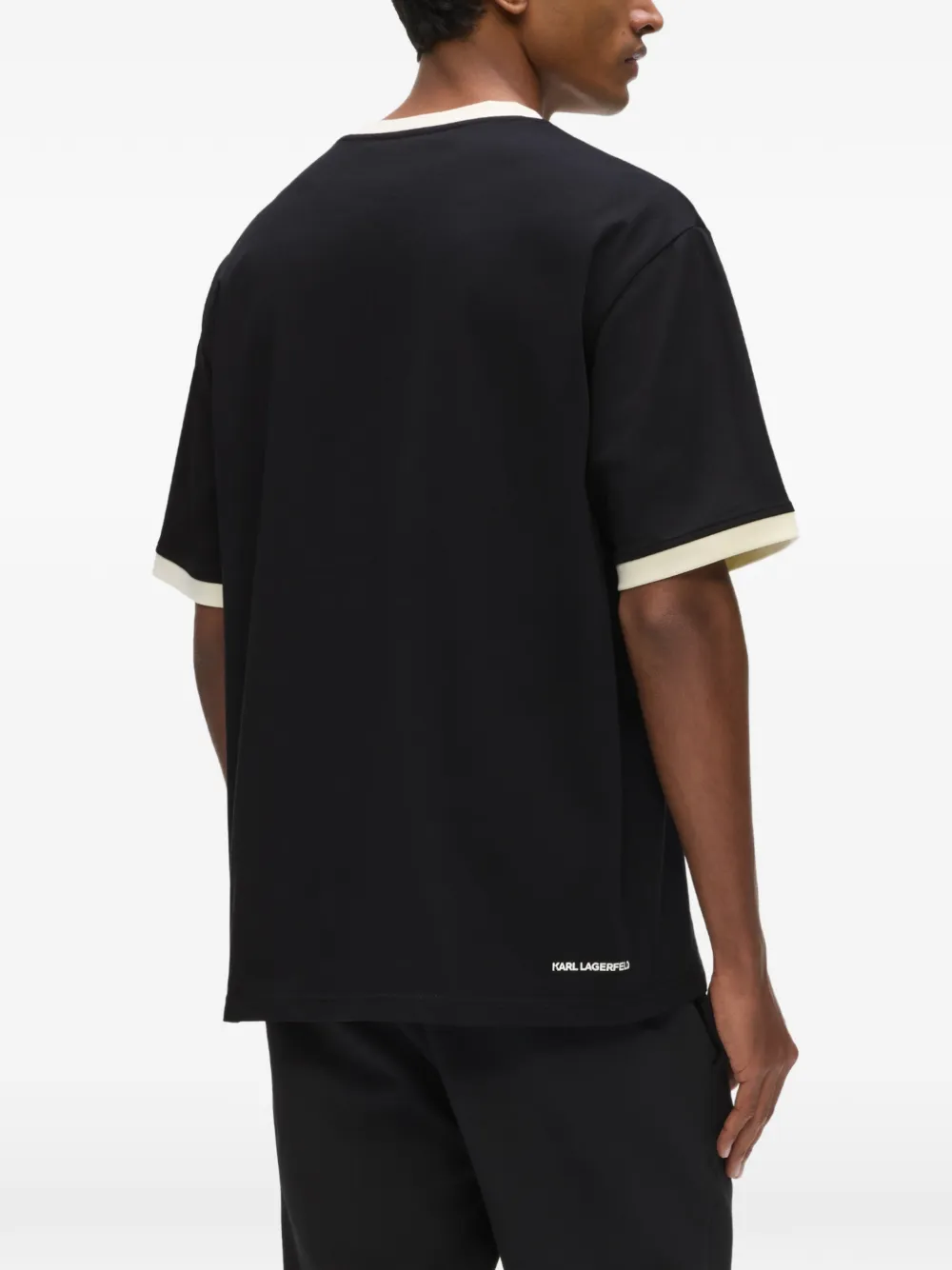 Karl Lagerfeld Ikon Circle T-shirt met logo Zwart