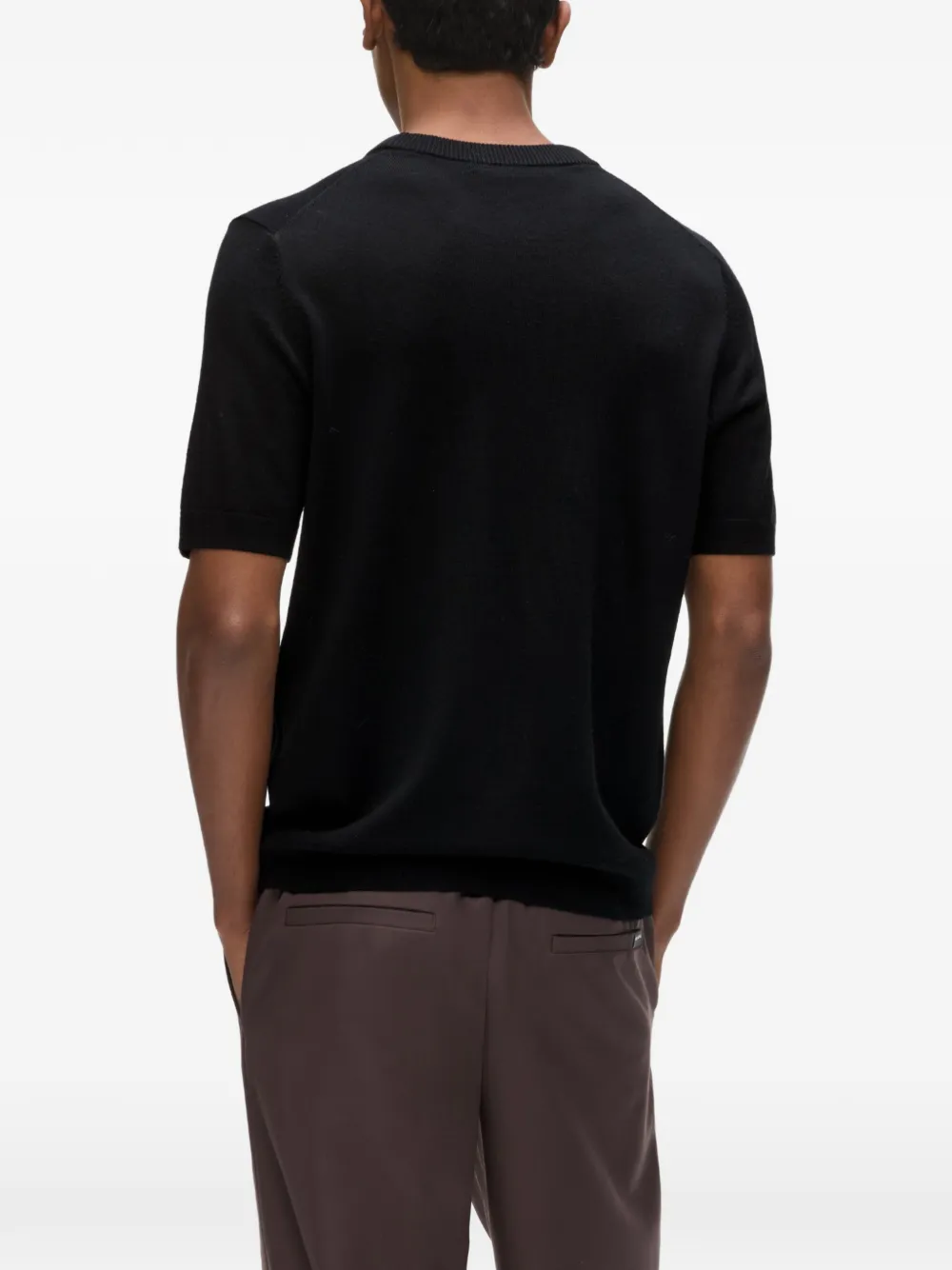 Karl Lagerfeld T-shirt met geborduurd monogram-logo Zwart