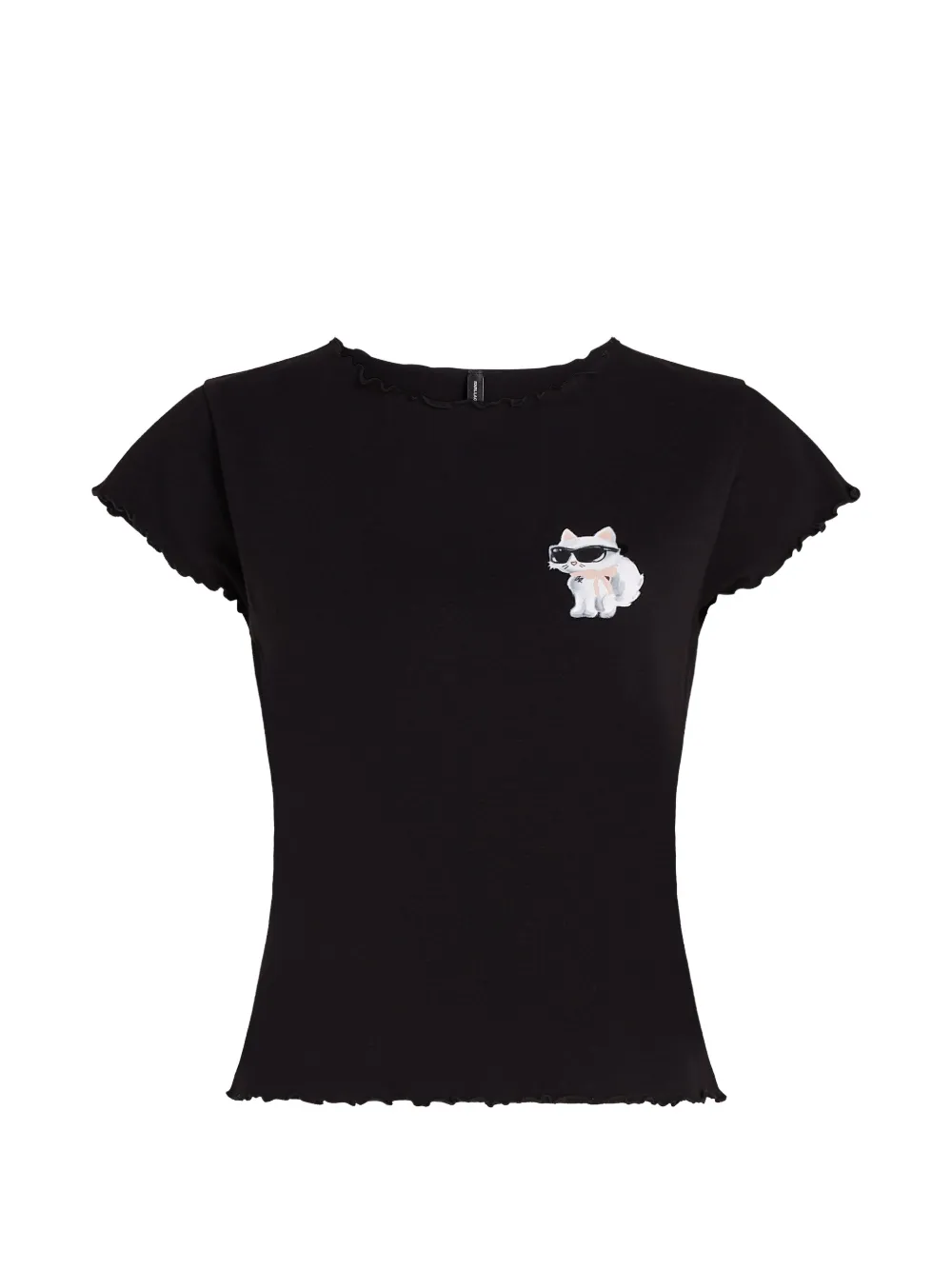 Karl Lagerfeld Ikon Choupette bow-detail cotton T-shirt - Schwarz