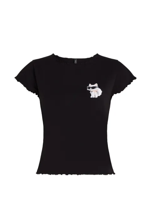 Karl Lagerfeld Ikon Choupette bow-detail cotton T-shirt