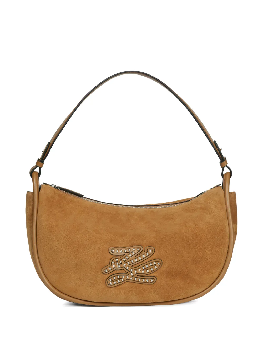 Karl Lagerfeld K/Autograph patch moon shoulder bag - Nude