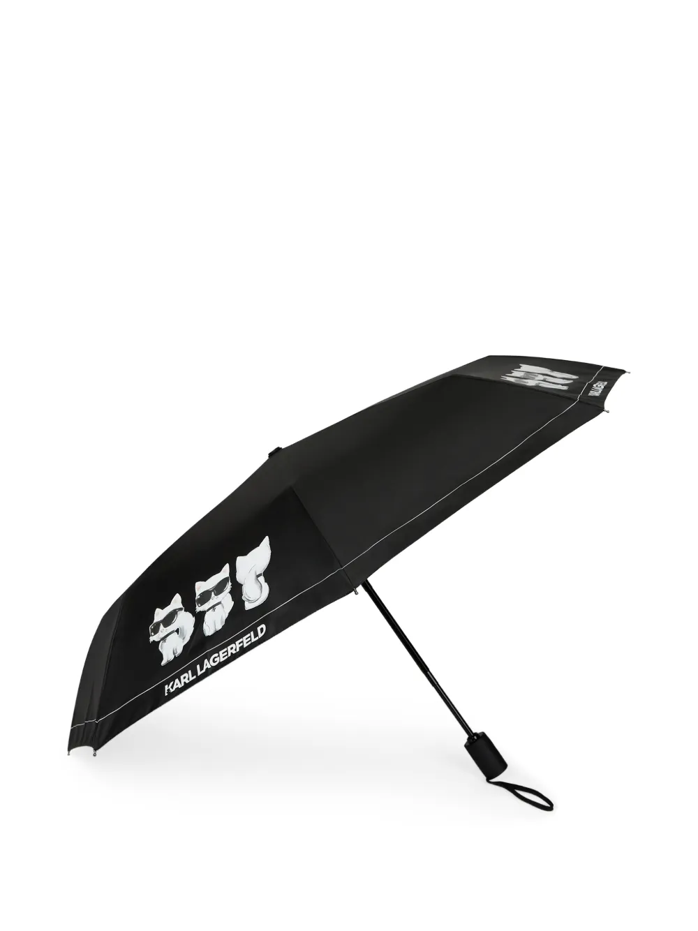 Karl Lagerfeld Kleine Ikon Choupette paraplu (99 cm x 28 cm) Zwart