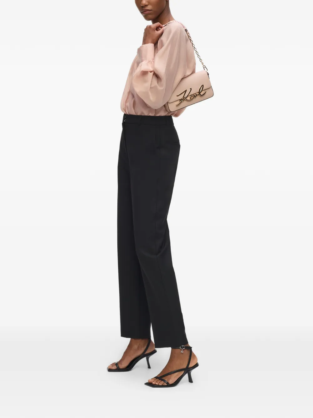 Karl Lagerfeld Blouse met gesmockte hals en lange mouwen Roze