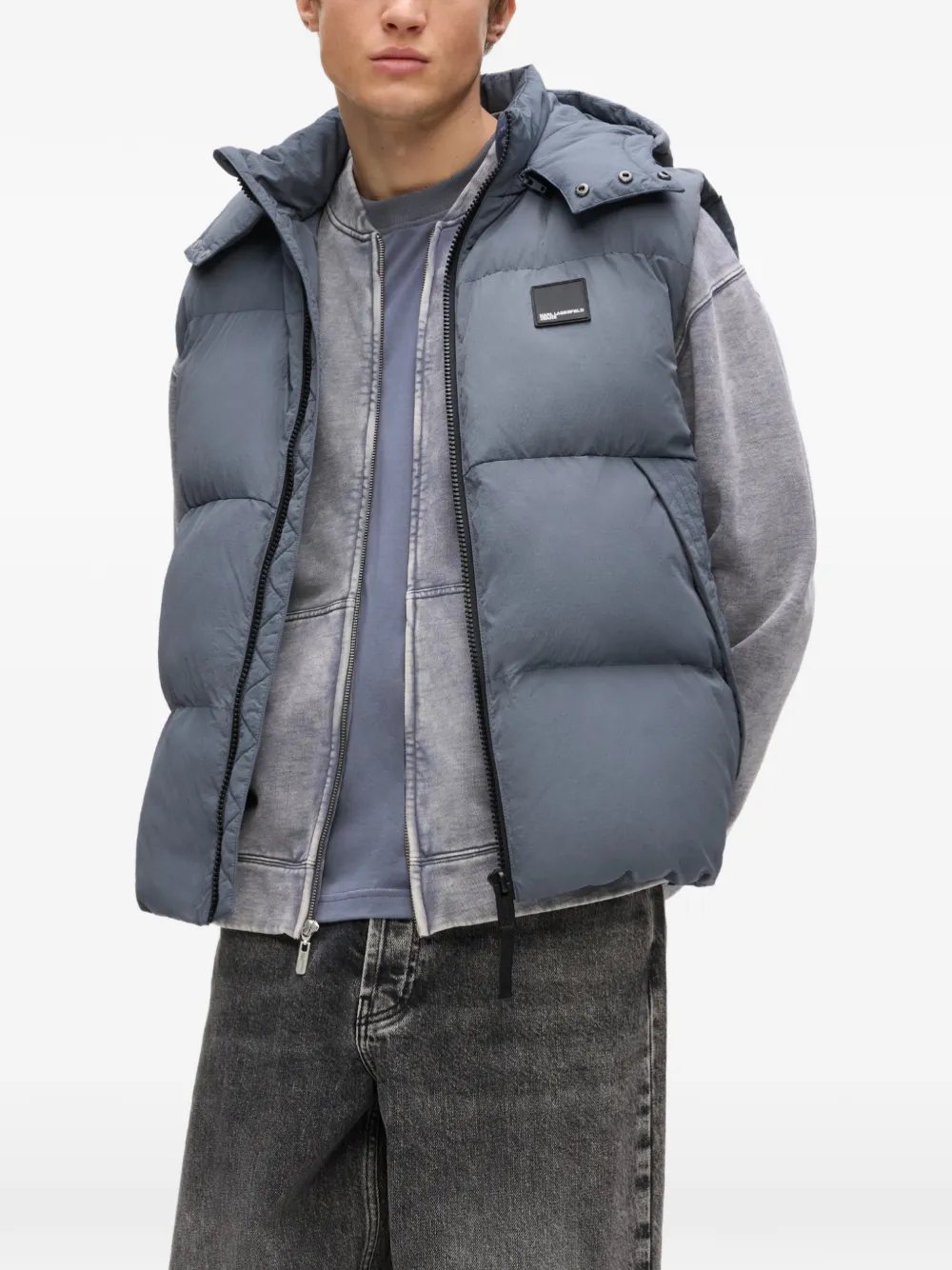 Karl Lagerfeld Jeans Bodywarmer met capuchon Blauw