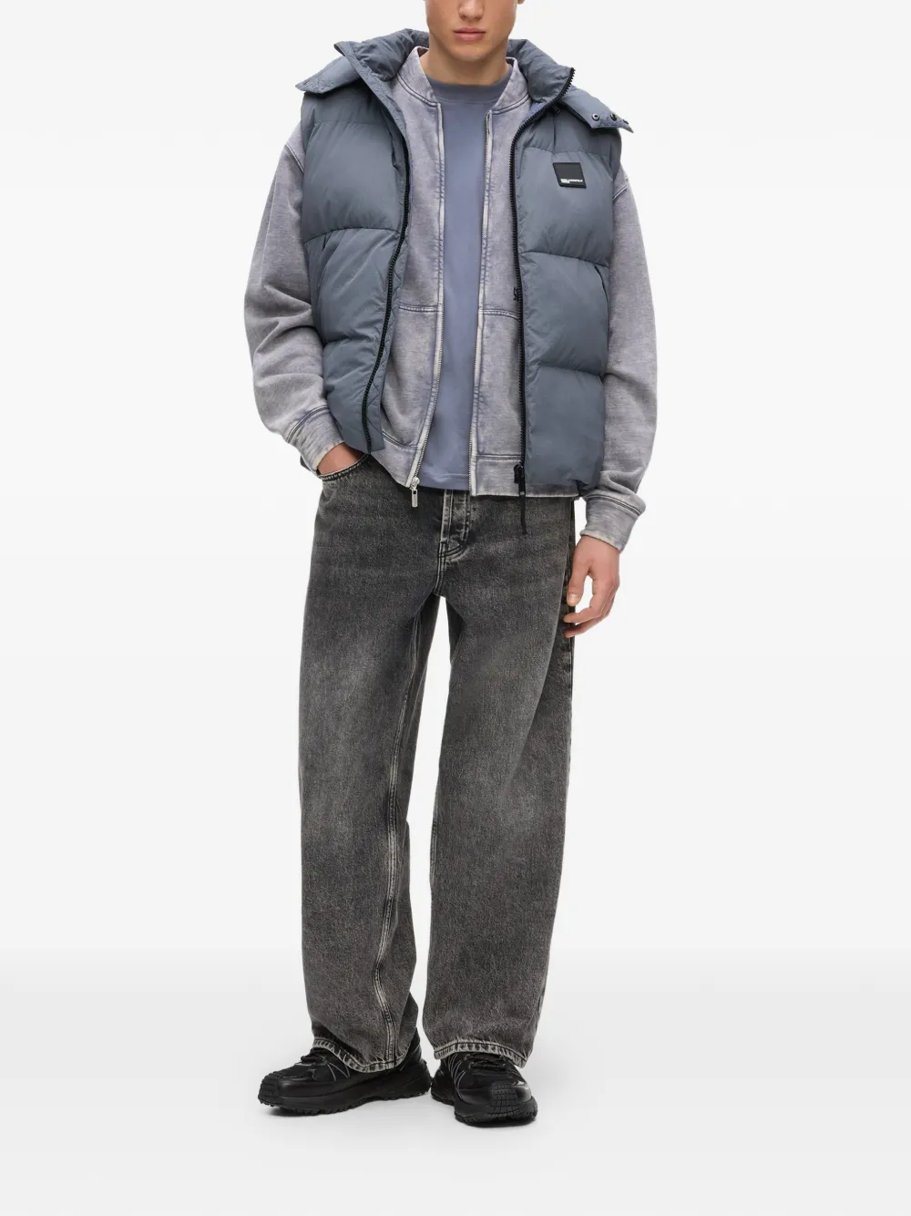 Karl Lagerfeld Jeans Bodywarmer met capuchon Blauw
