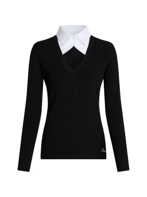Karl Lagerfeld polo en maille nervurée à col contrastant