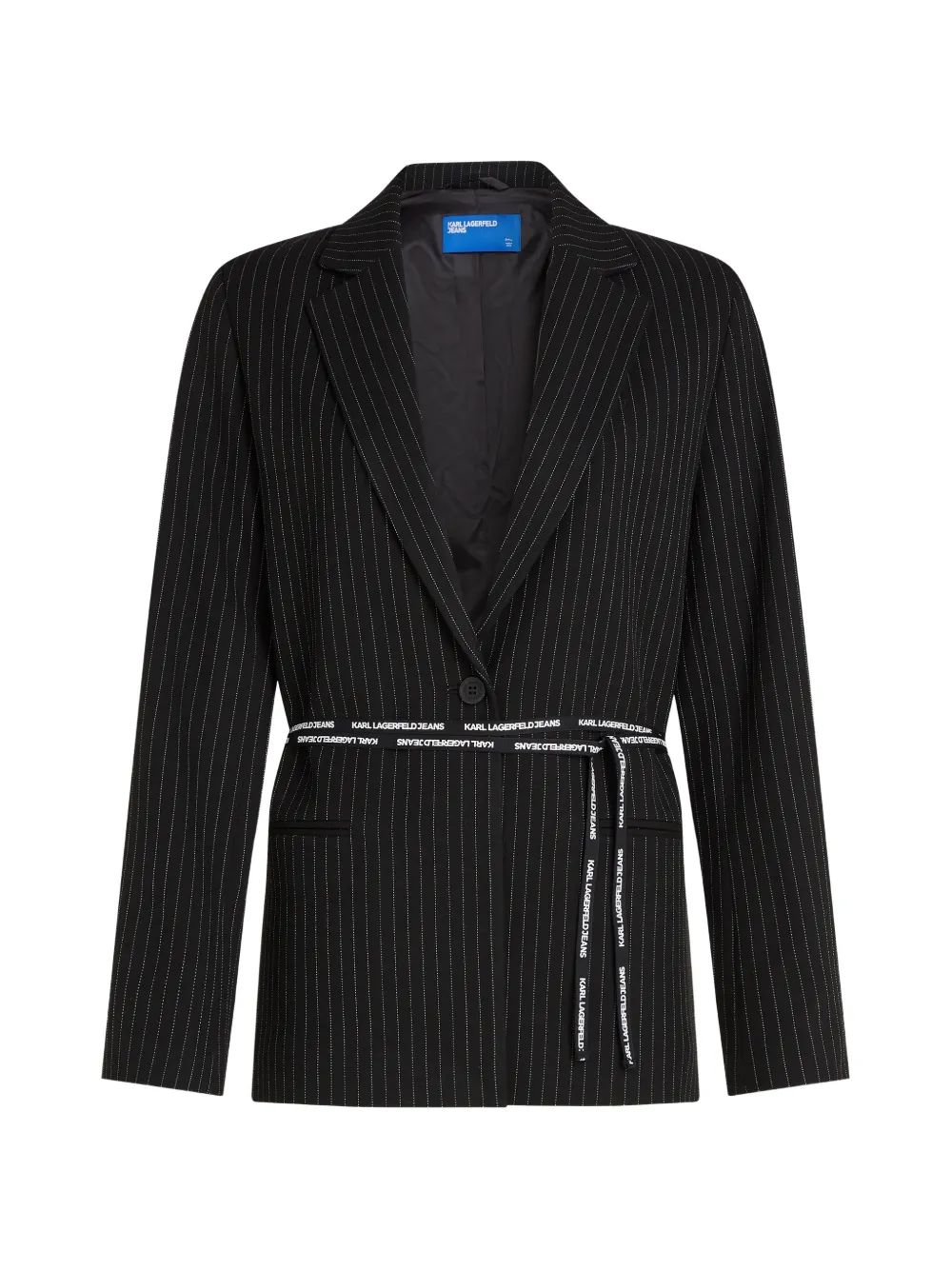 Karl Lagerfeld Jeans pinstripe belted blazer - Nero