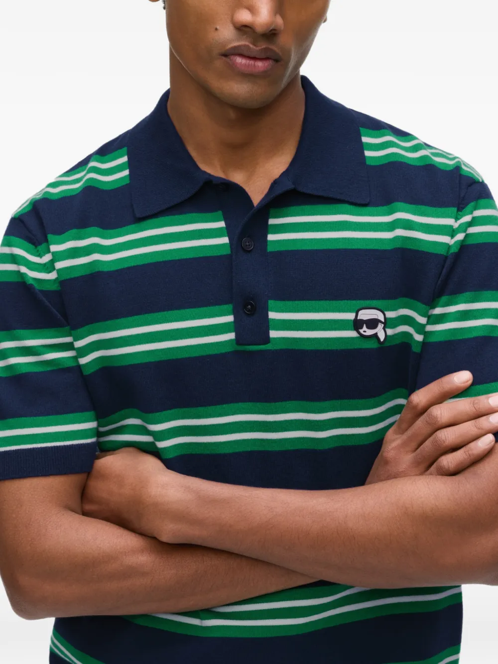 Karl Lagerfeld Gestreept poloshirt met Ikon-patch Blauw