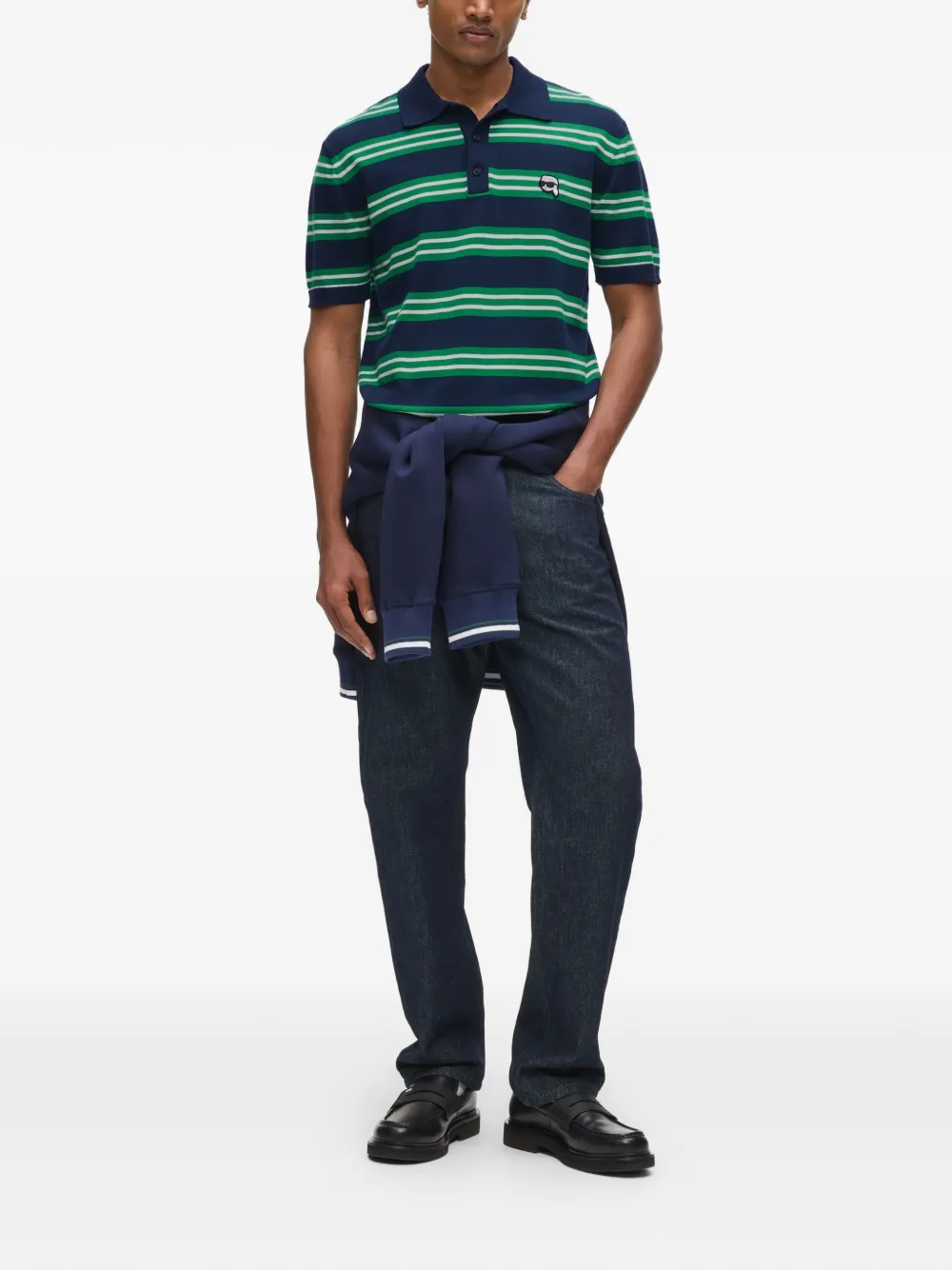 Karl Lagerfeld Gestreept poloshirt met Ikon-patch Blauw