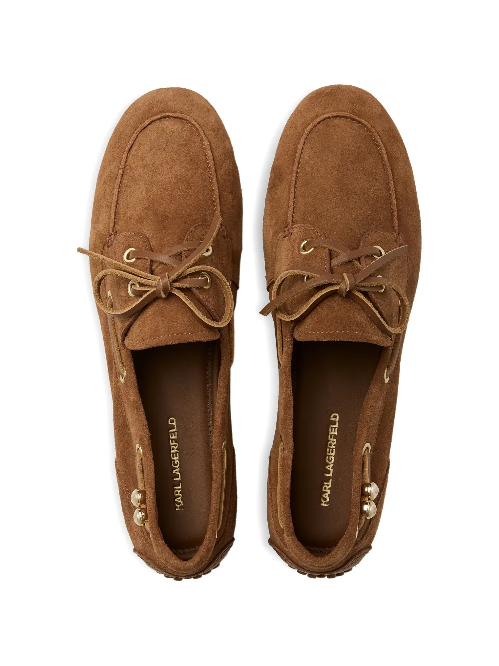 Karl Lagerfeld Ariella loafers met imitatieparel Bruin