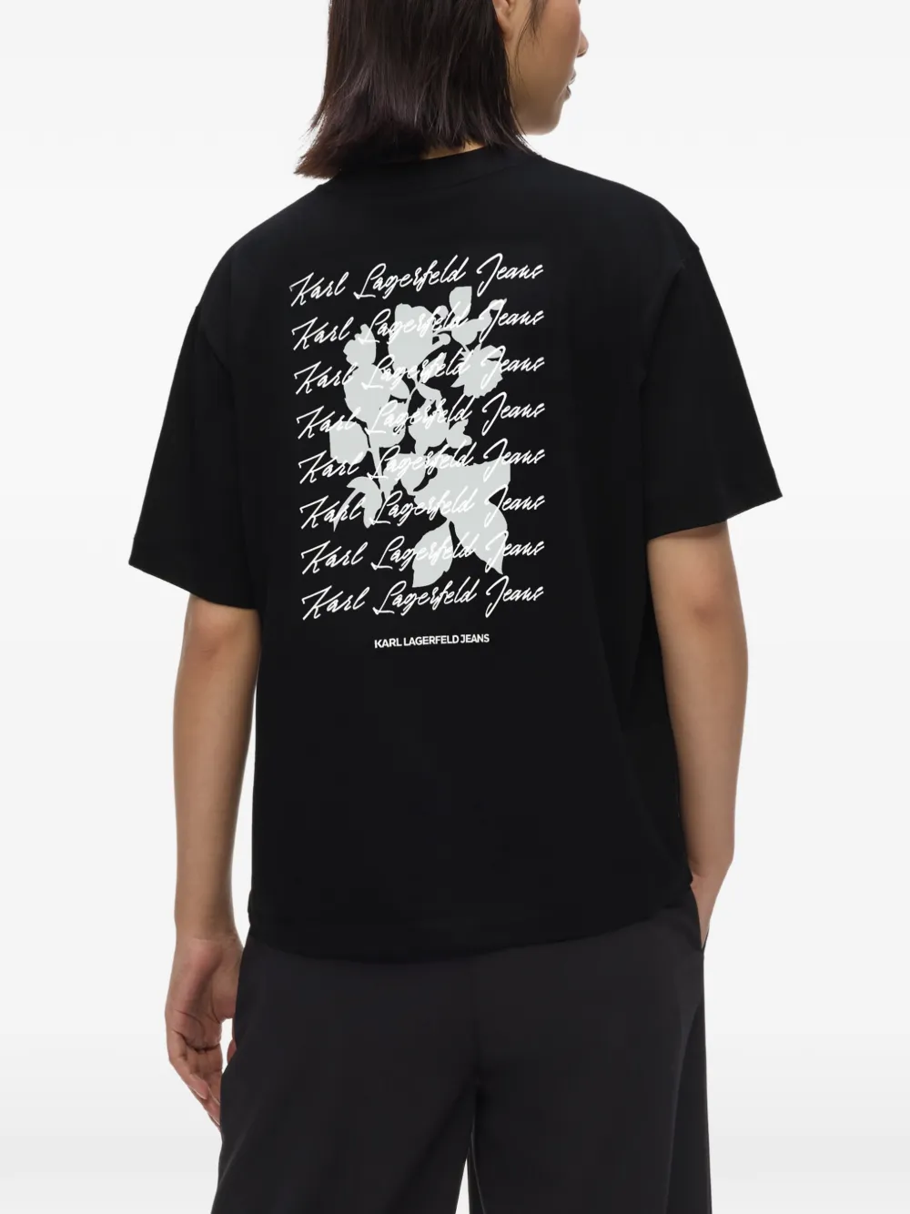 Karl Lagerfeld Jeans T-shirt met bloem Zwart