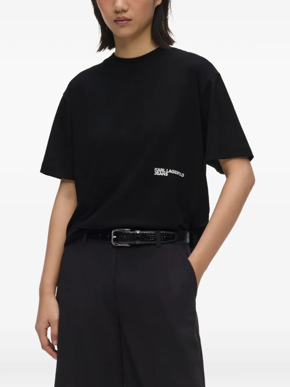 Karl Lagerfeld Jeans T-shirt met bloem Zwart