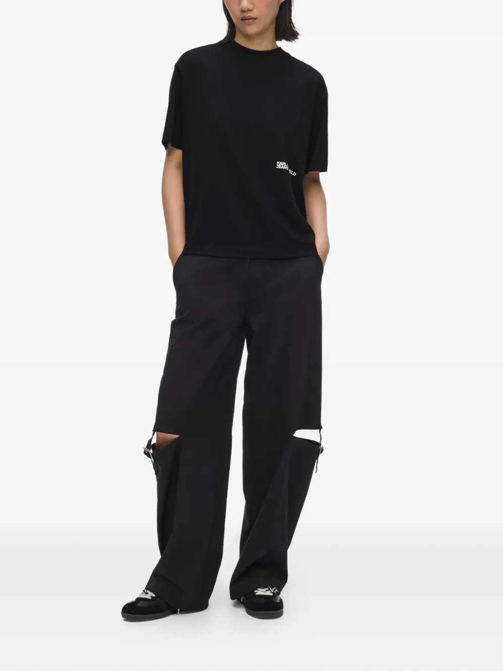 Karl Lagerfeld Jeans T-shirt met bloem Zwart