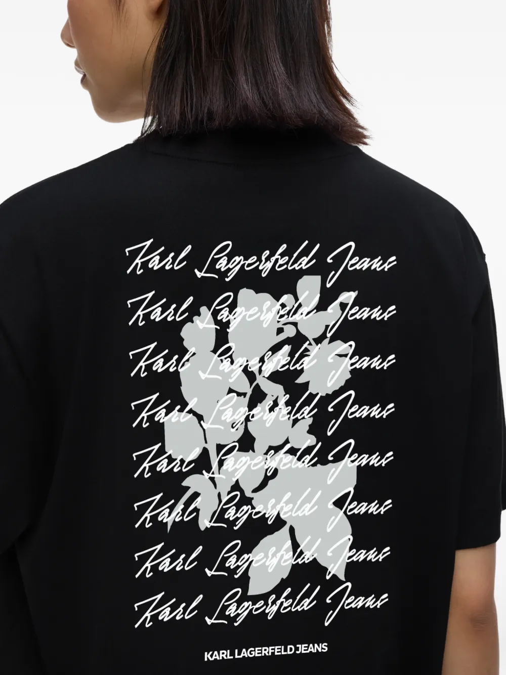 Karl Lagerfeld Jeans T-shirt met bloem Zwart