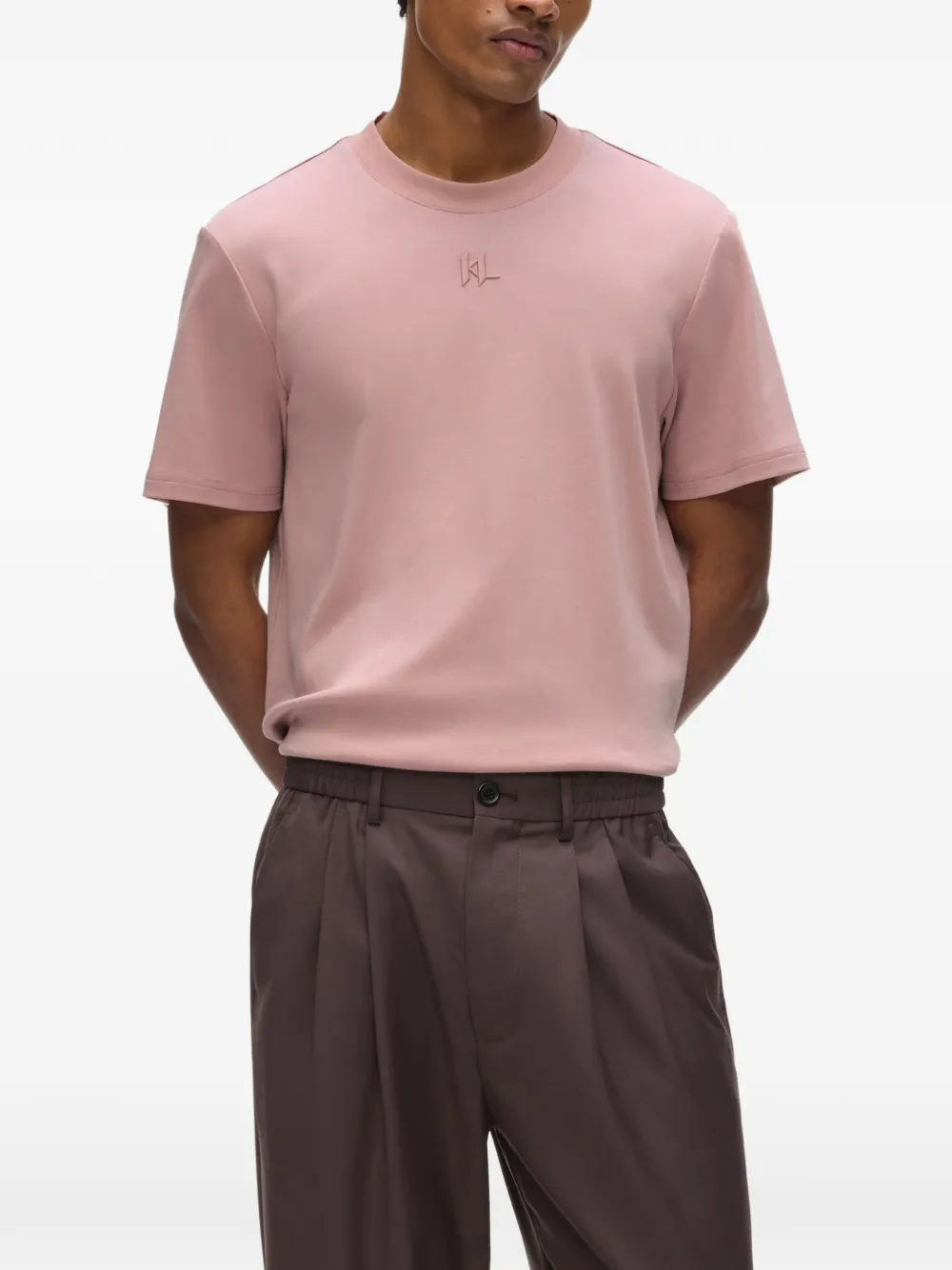 Karl Lagerfeld T-shirt met geborduurd logo Roze