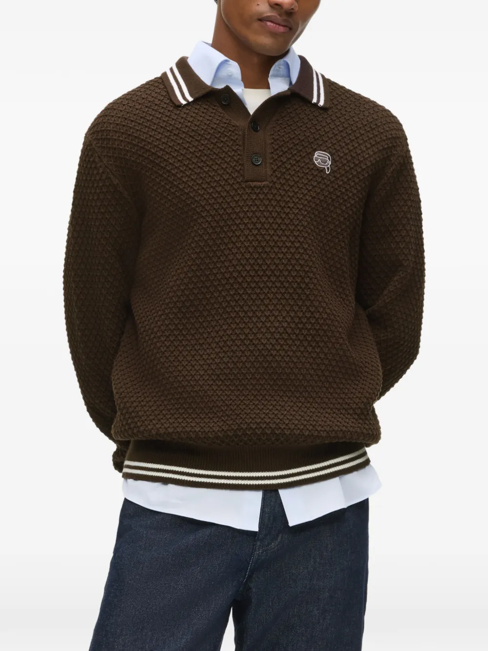 Karl Lagerfeld Ikon trui met wafelpatroon Bruin