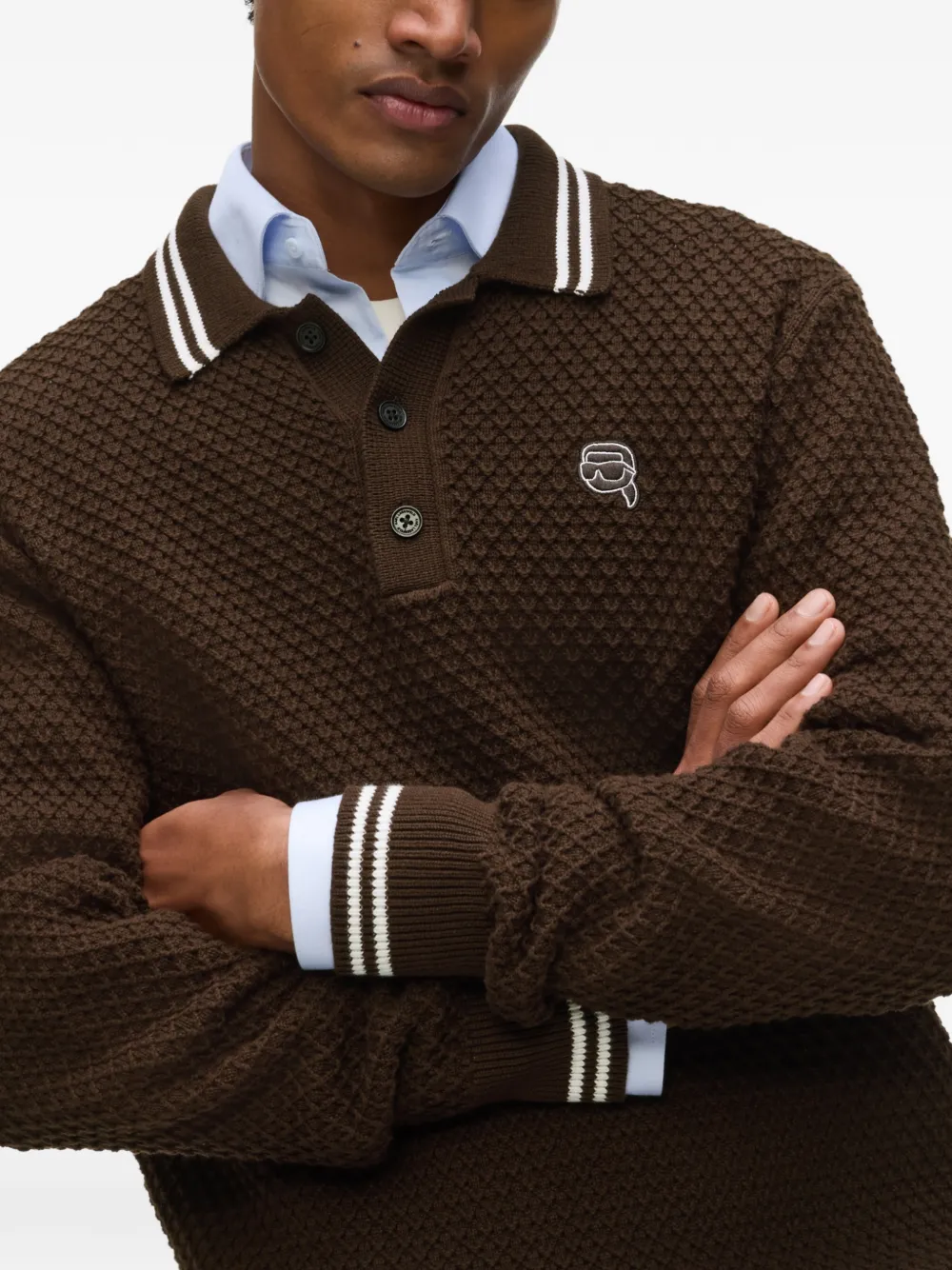 Karl Lagerfeld Ikon trui met wafelpatroon Bruin