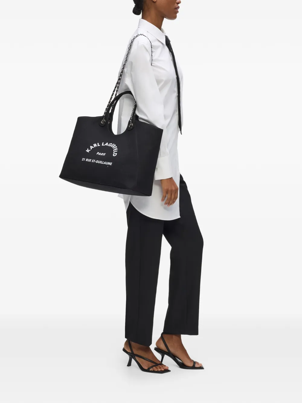 Karl Lagerfeld Rue St-Guillaume shopper met kettingbandje Zwart