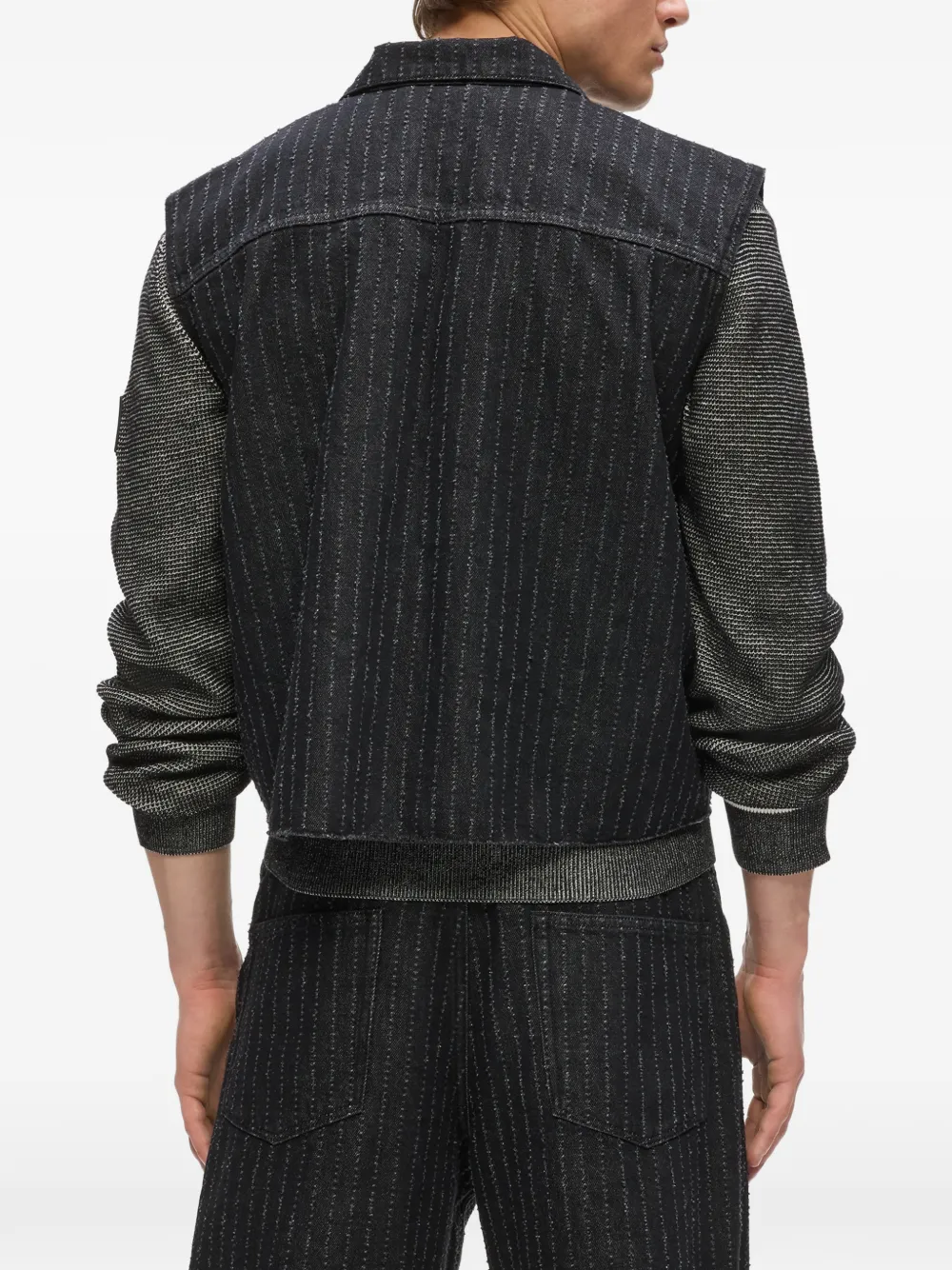 Karl Lagerfeld Jeans Denim gilet met krijtstreep Zwart