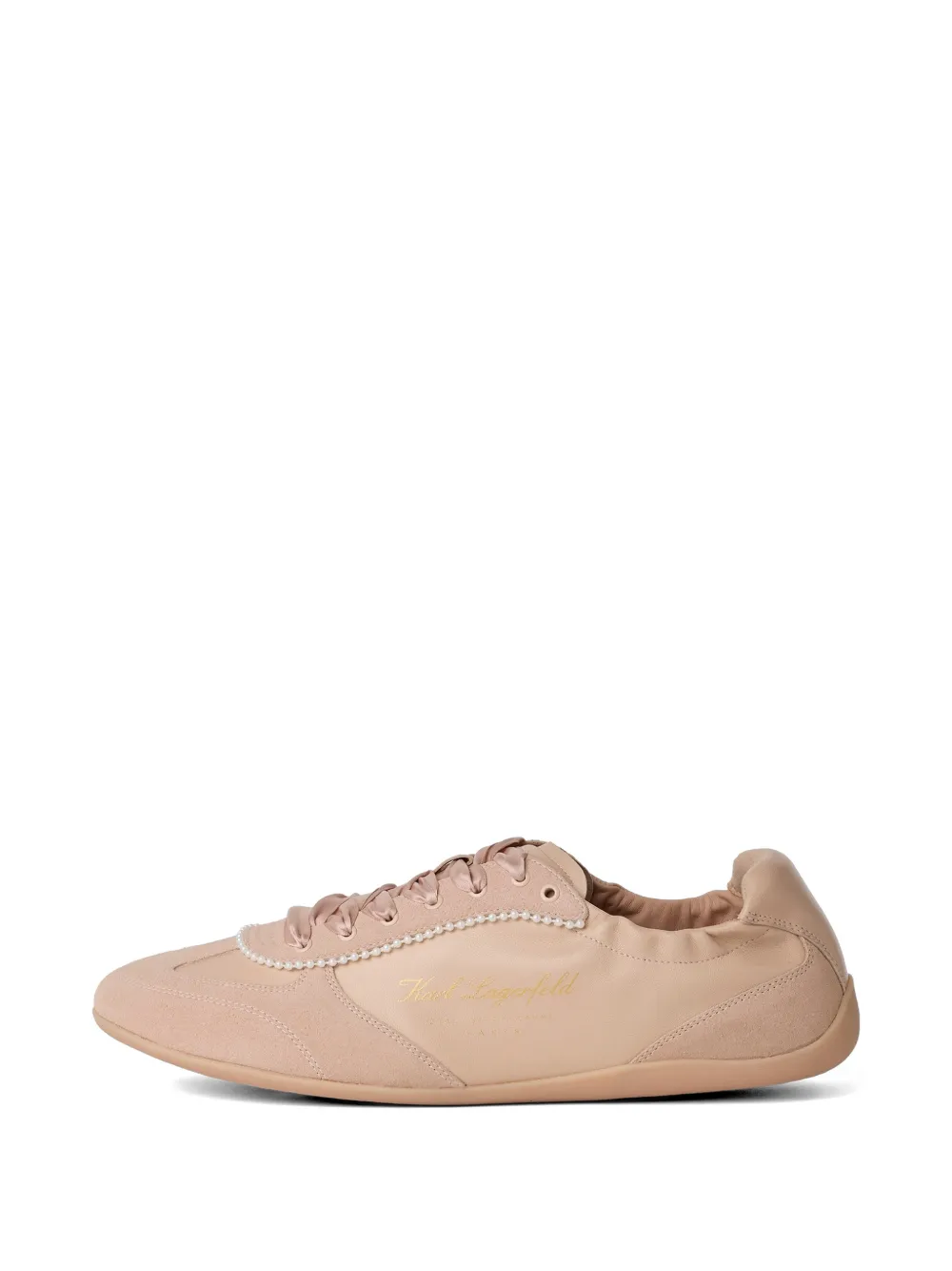 Karl Lagerfeld Altia Pearl-embellished Sneakers In Gold