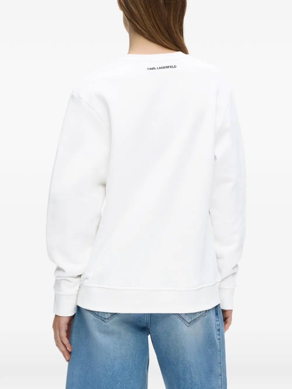 Karl Lagerfeld Sweater met kattenportret Wit
