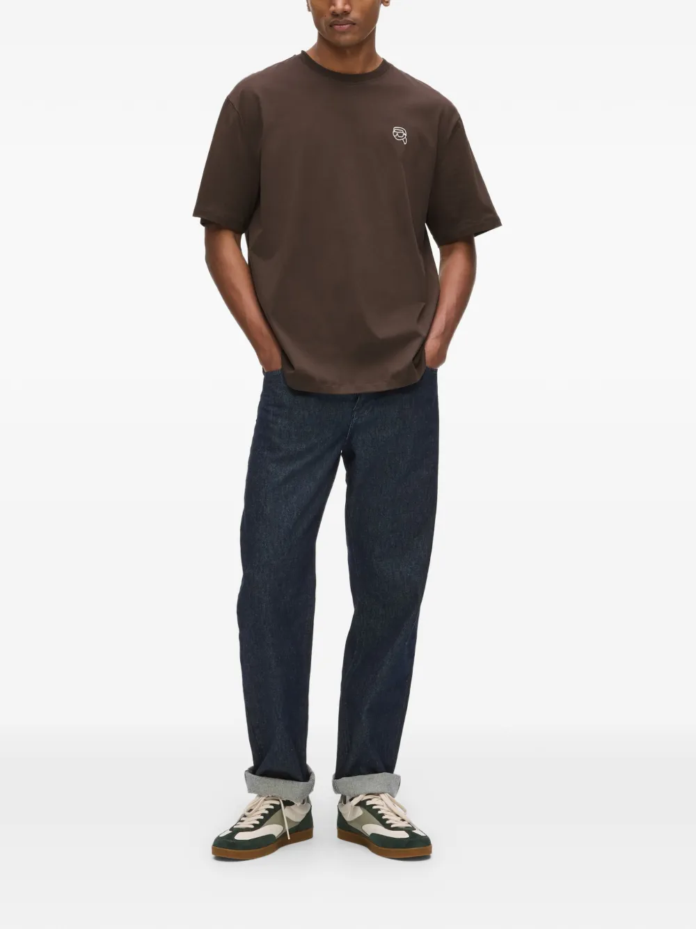 Karl Lagerfeld T-shirt met logoprint Bruin