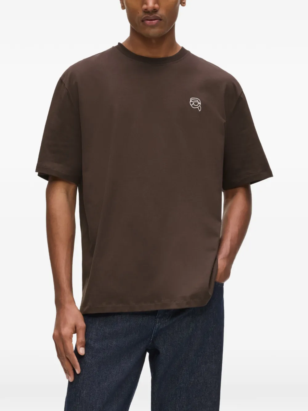 Karl Lagerfeld T-shirt met logoprint Bruin